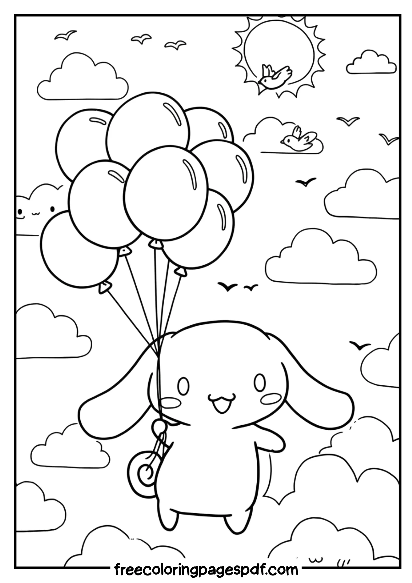 Coloring Pages for Kids 18 cinnamoroll with balloons coloring page