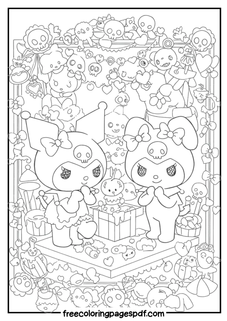 kuromi and my melody with bows