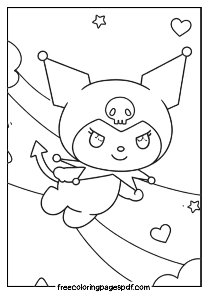 kuromi drifting in dreamy night sky