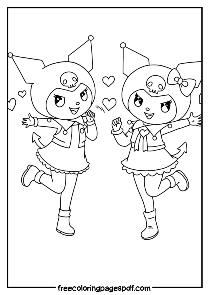 kuromi enjoy dancing coloring page
