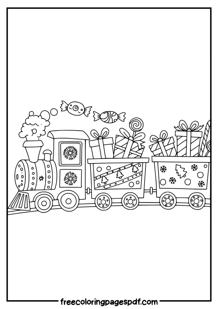 cristmas train coloring page
