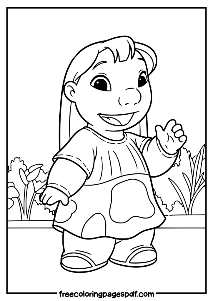 Stitch Coloring Pages (27 Free Printable PDF) 12 Easy Lilo character outline profile simple Disney coloring activity for toddlers