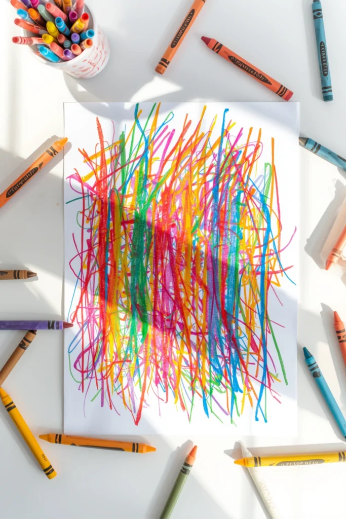 Summer Craft Activities for Toddlers (Easy & Safe Fun) 10 Crayon Scribble Art