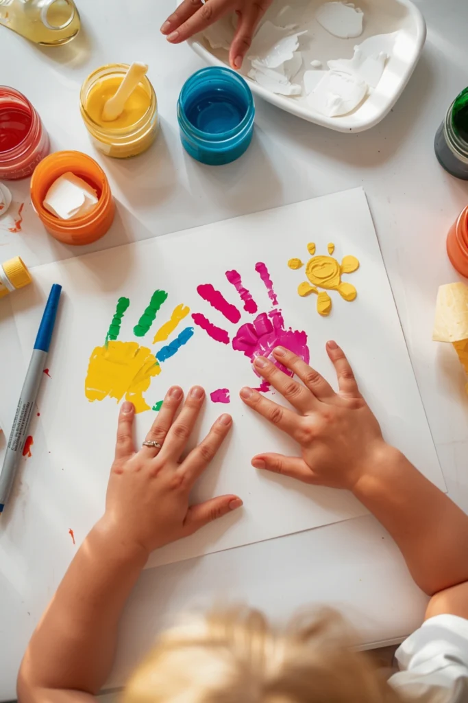 Summer Craft Activities for Toddlers (Easy & Safe Fun) 5 Handprint Art Craft1