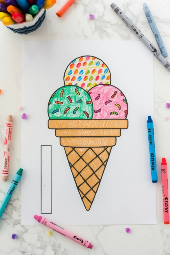 Ice Cream Cone Coloring Craft