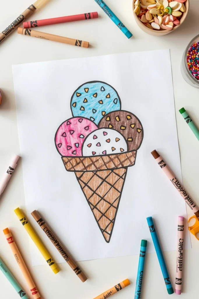 Ice Cream Cone Coloring Craft1