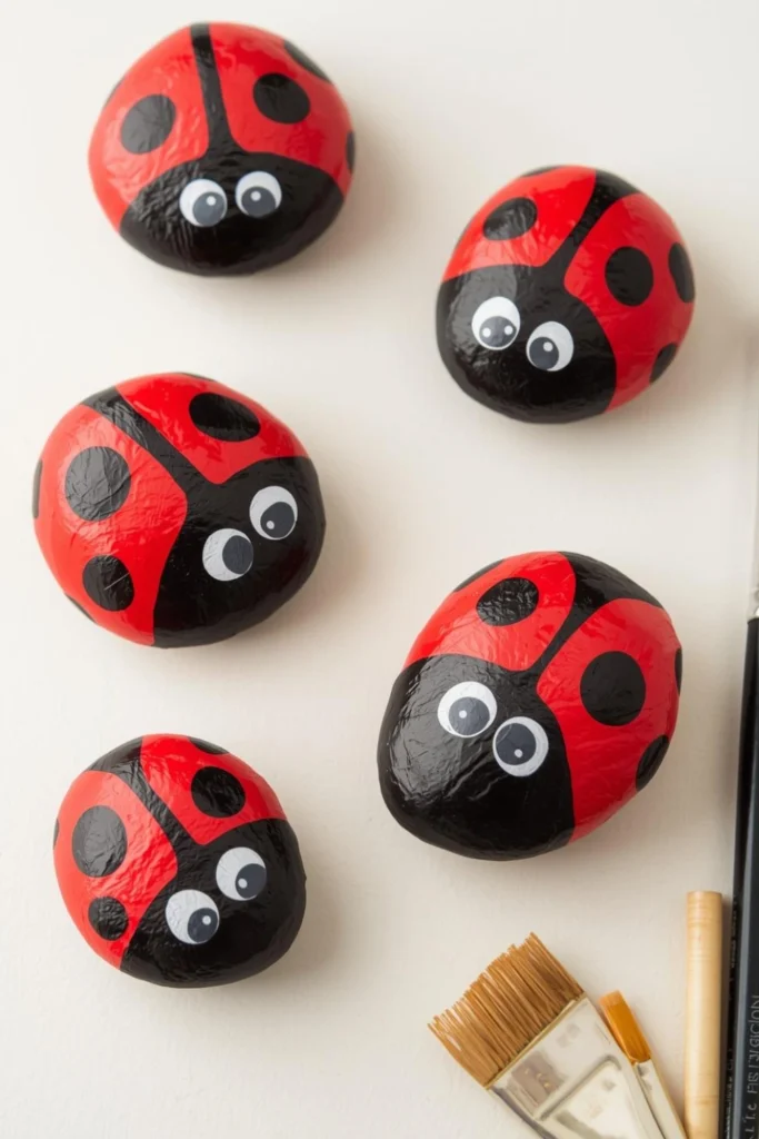 Ladybug Rock Painting