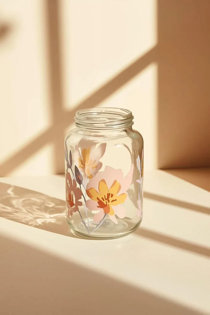 Painted Glass Jar Decor