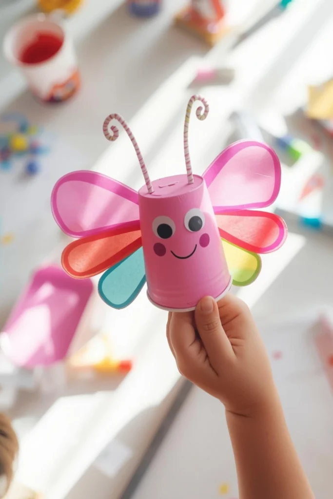 Paper Cup Butterfly Puppet1