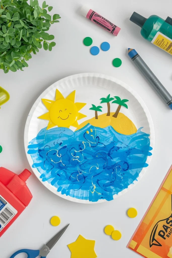 Paper Plate Beach Scene