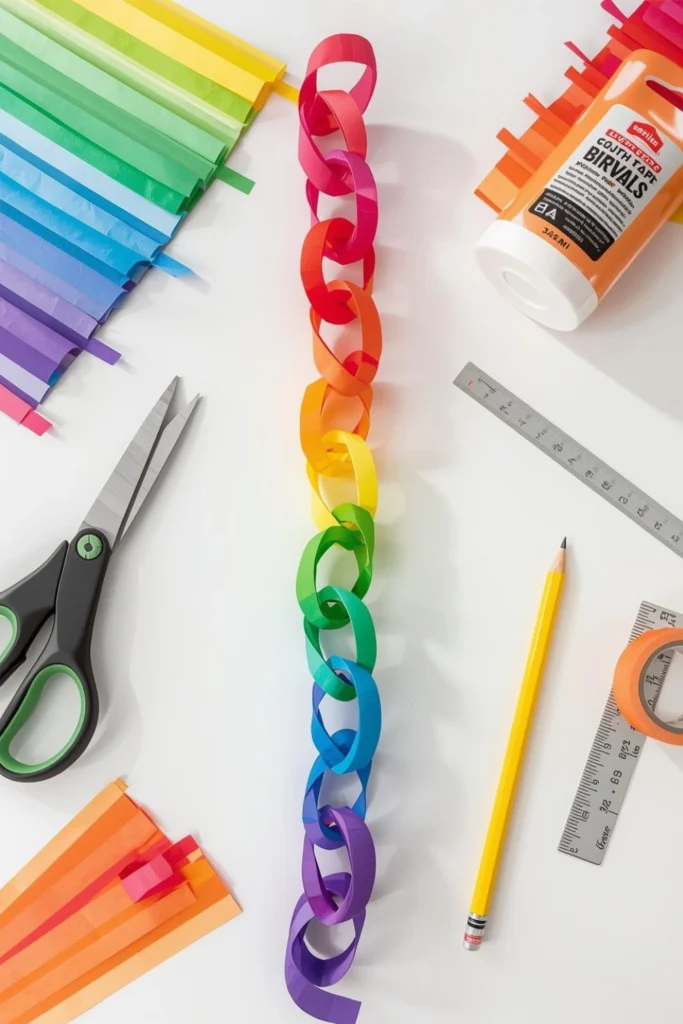 Rainbow Paper Chain Craft1