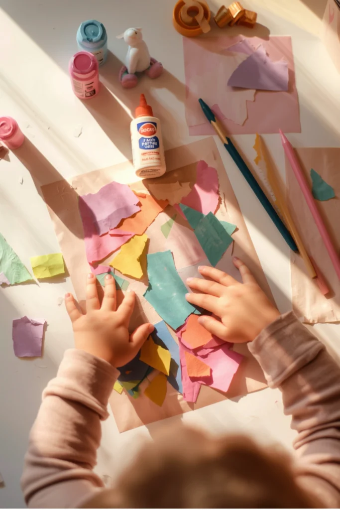 Summer Craft Activities for Toddlers (Easy & Safe Fun) 12 Soft Paper Collage