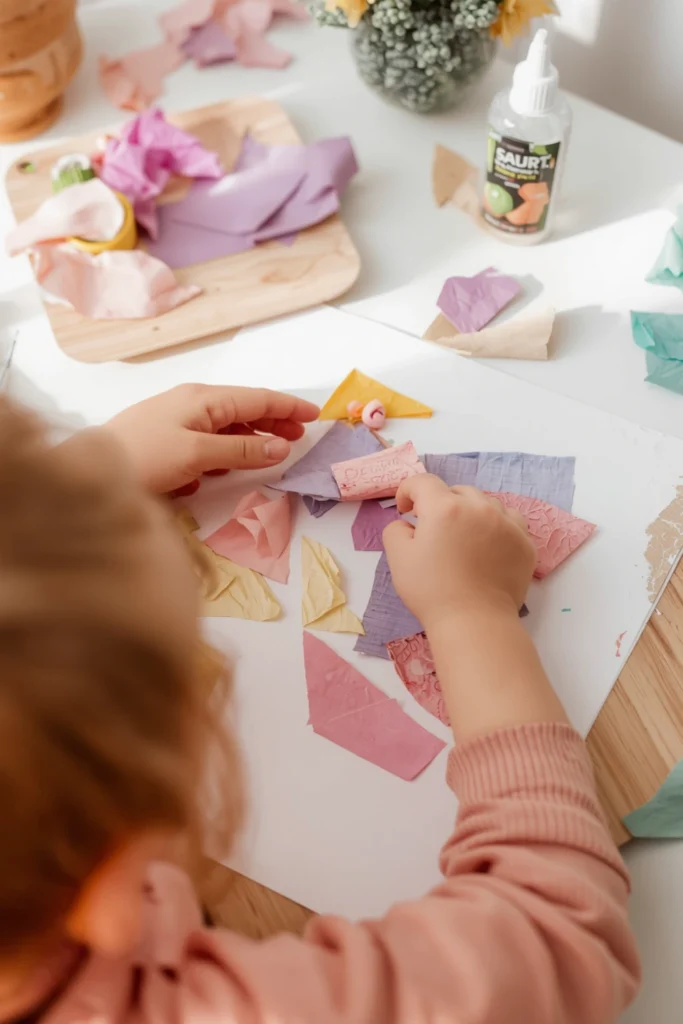 Summer Craft Activities for Toddlers (Easy & Safe Fun) 11 Soft Paper Collage1