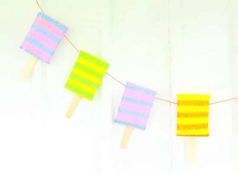 20 Popsicle Stick Crafts Kids Will Love 2 1 Popsicle Banner Bunting with Sponges