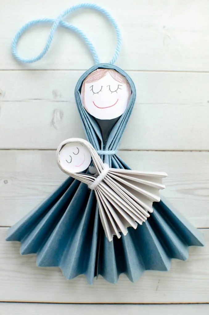 13 Easy Christian Crafts for Kids 5 4. Mary and Baby Jesus Christmas Ornament