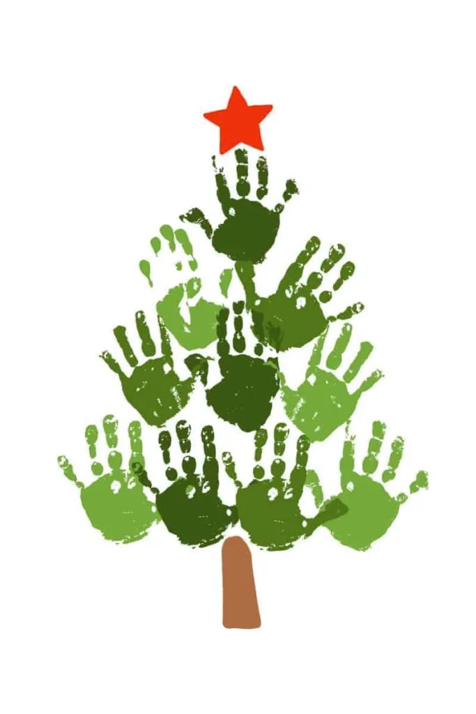 13 Easy Christian Crafts for Kids 7 6.Handprint Christmas Tree