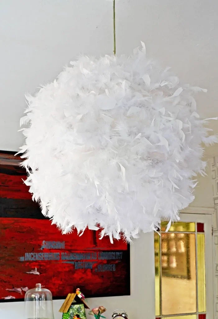 22 Fantastic Feather Crafts 9 8. Feather Lampshade