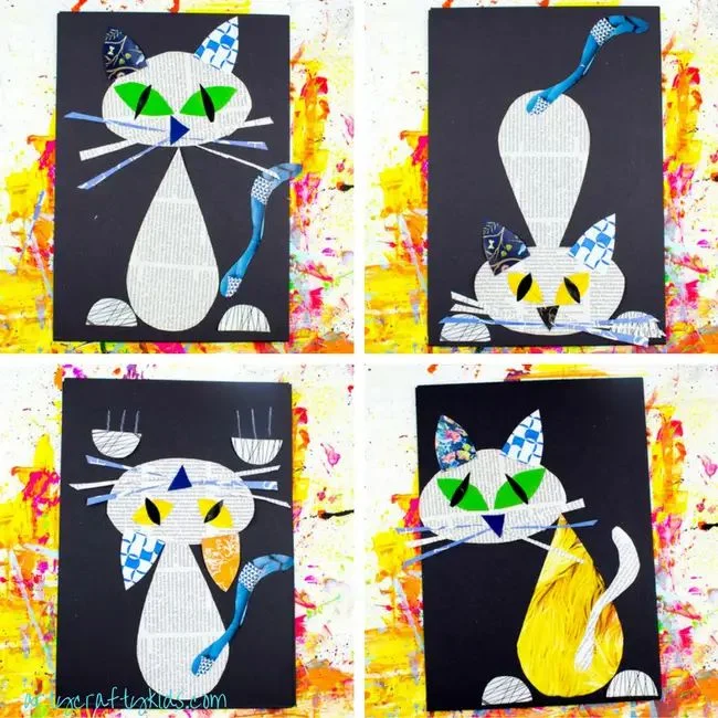 15 Classroom Crafts 10 9 Cat Newspaper Art