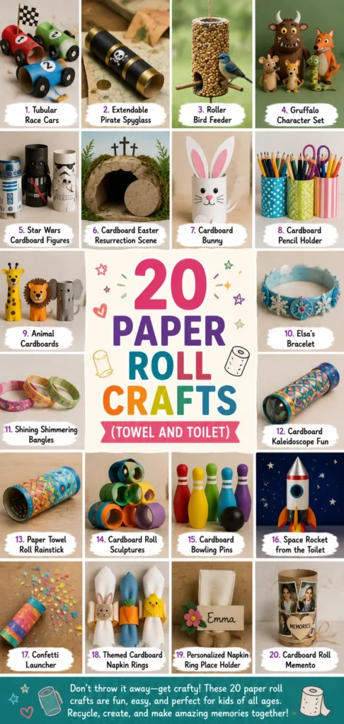 20 Paper Roll Crafts (Towel and Toilet) 1 Paper Roll Crafts